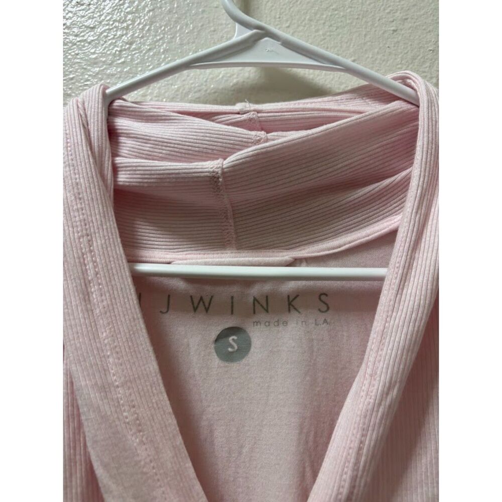 JJ Winks Cozy Robe Cardigan Wrap Light Pink Small Loungewear Modal Drape Front - Picture 6 of 6